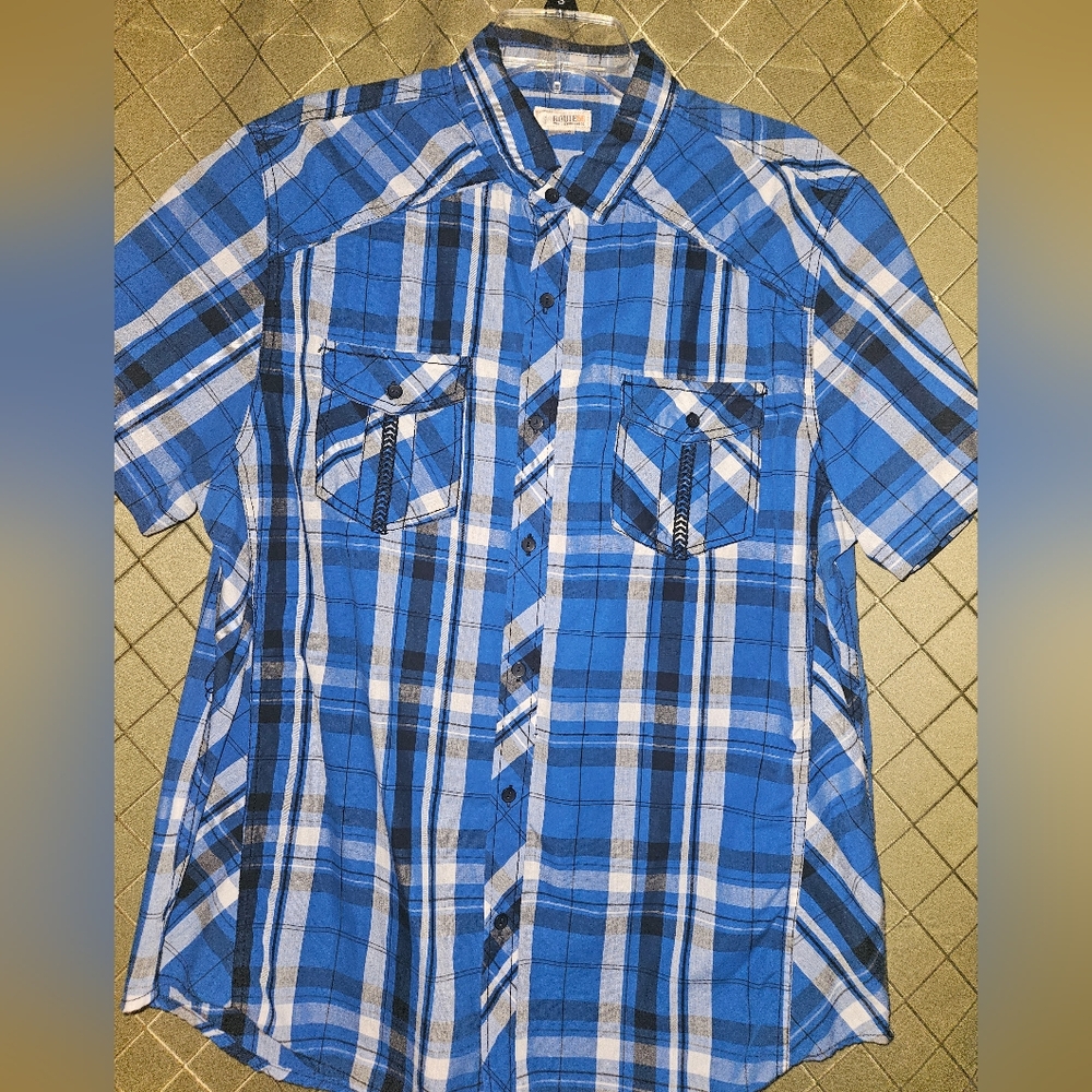 ROUTE 66 mens blue plaid shirt size XL